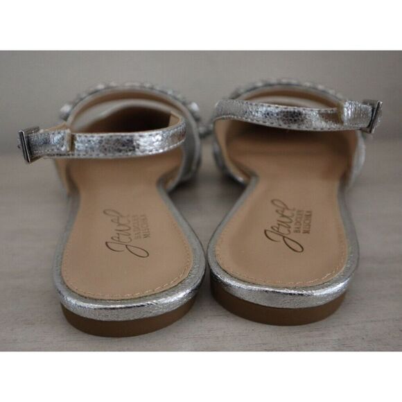 Jewel Badgley Mischka Women Sz 8.5 Silver Bambi Pointed Toe Slingback Flats - Picture 8 of 11